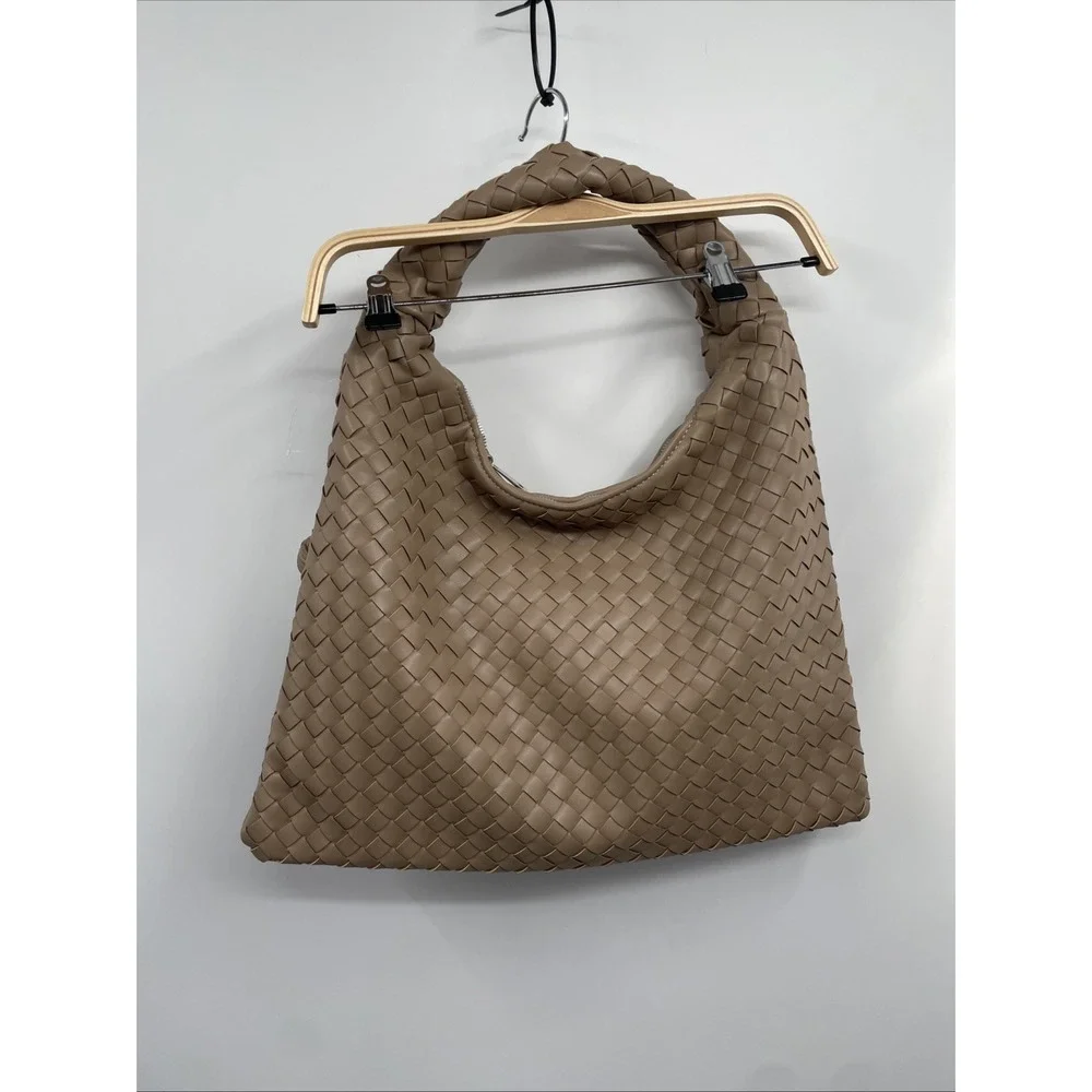 Alyssa‎ Hobo Bag Women's Brown Woven Leather Top Handle Slouchy Shoulder Bag NWT